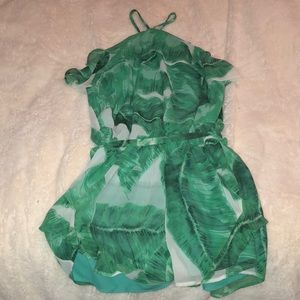 Palm leaf print romper/worn once